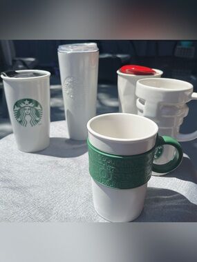 ☑️Starbucks RARE White Collection – Bundle of 5 Minimalist Collectibles🤍
